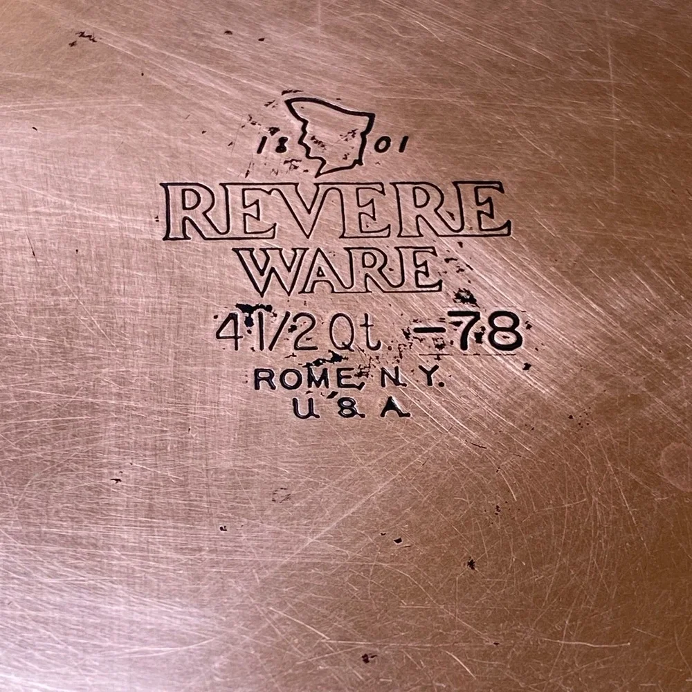 Revere Ware 1801 4.5 Qt Dutch Oven Stock Pot Copper Bottom w/Lid #78 USA